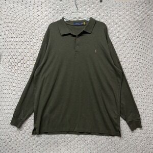 Polo Ralph Lauren Shirt Men's 2XL Tall Olive Green Pony Embroidery Long Sleeve